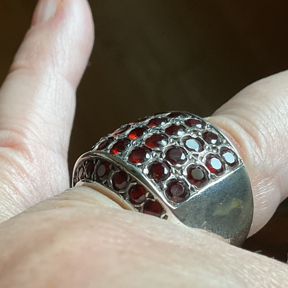 NWOT Sterling Silver 925 Garnet Wide Ring Size US 7.5 - Picture 11 of 16